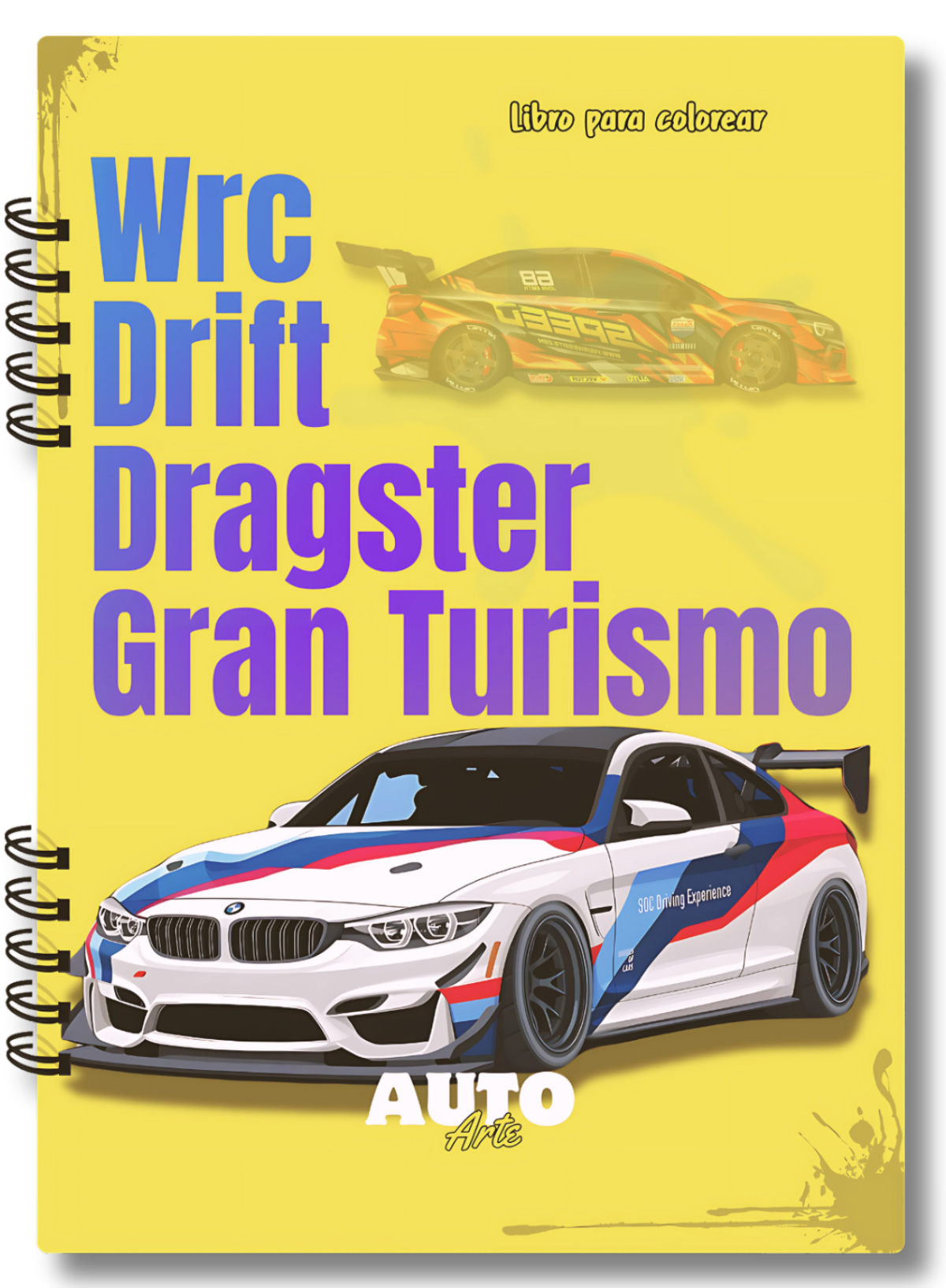 Libro para Colorear Wrc/Drift/Dragster/Gran Turismo, 57 Paginas, 55 Autos Modificados para colorear, 21.4 x 29 cm.